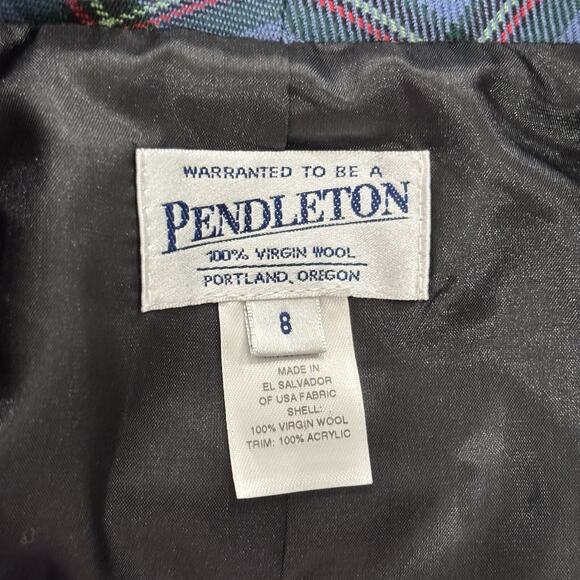 Vintage Pendleton Women’s Size 8 Blue Plaid Pleated Skirt Suit USA 100% Wool - Picture 4 of 7